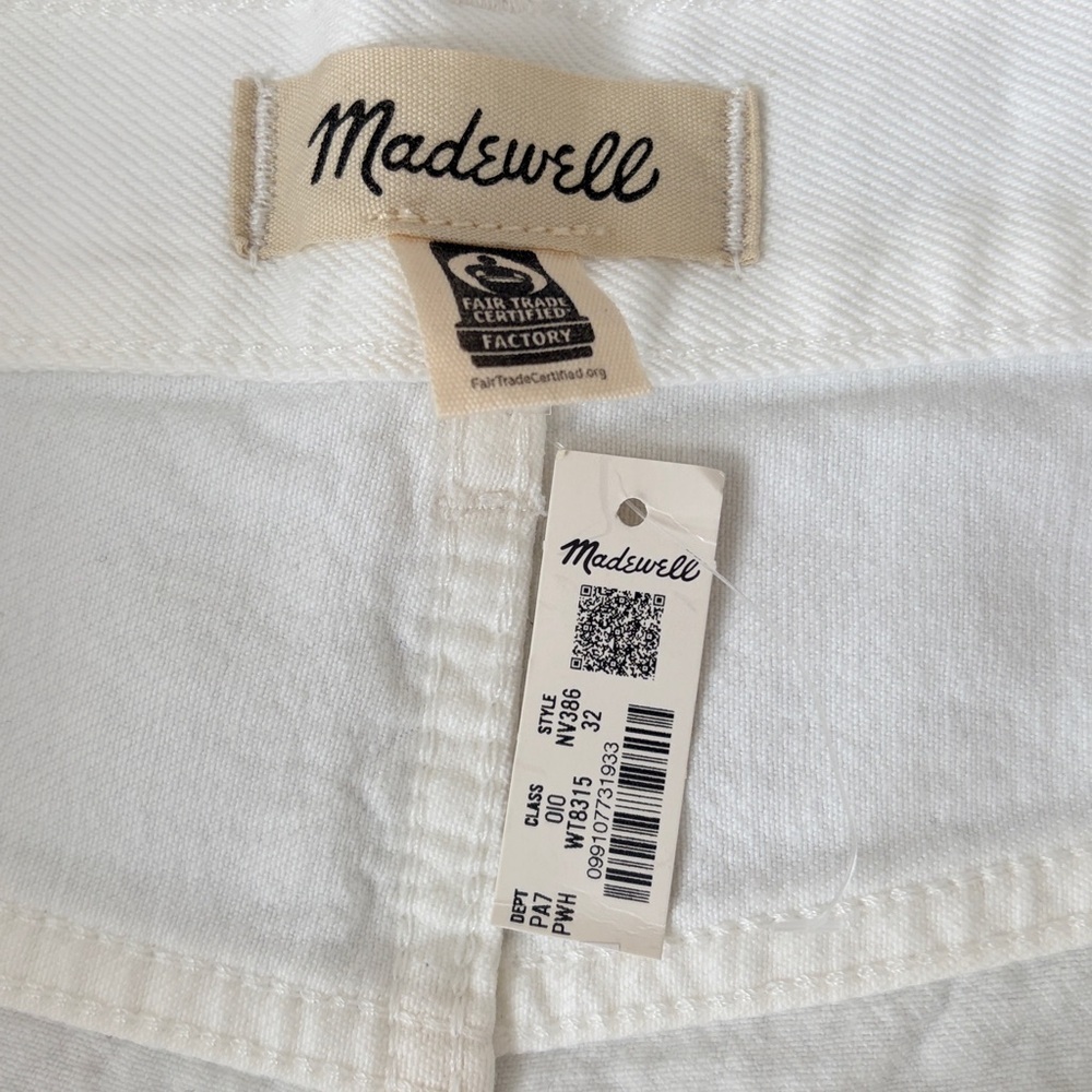 NWT Madewell Low-Slung Baggy Wide Leg White Denim Jeans rigid cotton size 32 - Picture 10 of 15